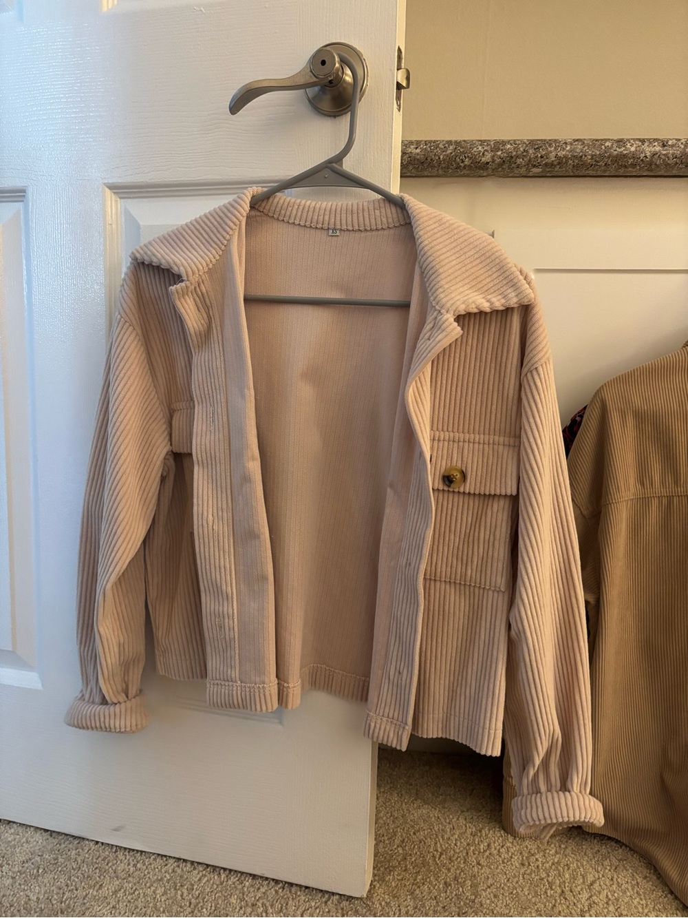 Beige Corduroy Shacket Jacket